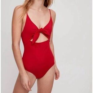 Wilfred Vibrant Red Bodysuit with Knot Detail Aritzia